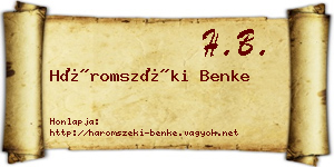 Háromszéki Benke névjegykártya